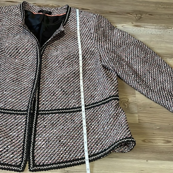 Talbots Grosgrain-Trim Tweed Jacket Blazer Women’s 16W Multicolored Classy - Picture 6 of 15